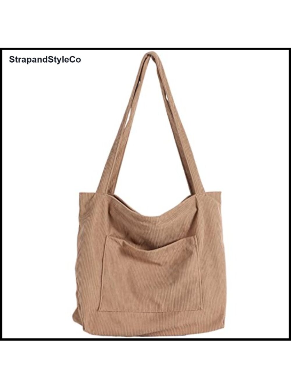 Corduroy Tote Bag Large Shoulder Hobo Casual Handbag Multi-Pocket